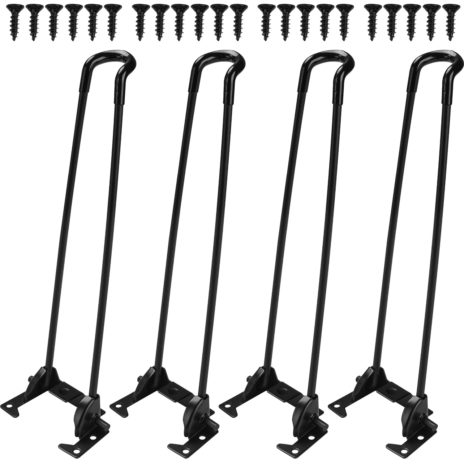La Vane 12 inch / 30cm Folding Table Legs, 4-Pack Heavy Duty Foldable Hairpin Legs Metal Furniture Legs Black for Home Office DIY Projects Coffee Laptop Table Mini Computer Desk Nightstand Chair