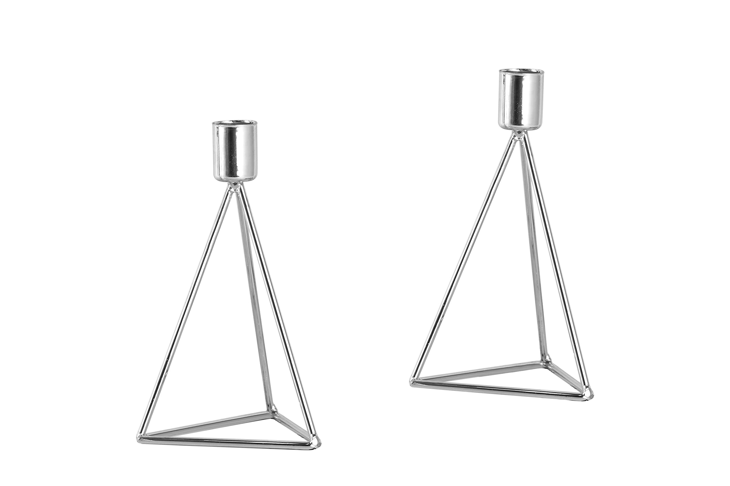 ECHTWERK Modern Small 2-Piece Tea Light/Candle Holder Set, Silver Edition, 9.5 x 9.5 x 16.5 cm