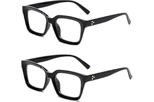 Teumire Classic Clear Lens Glasses for Women Men Thick Square Frame Eyewear Non Prescription Eyeglasses 2 Pack