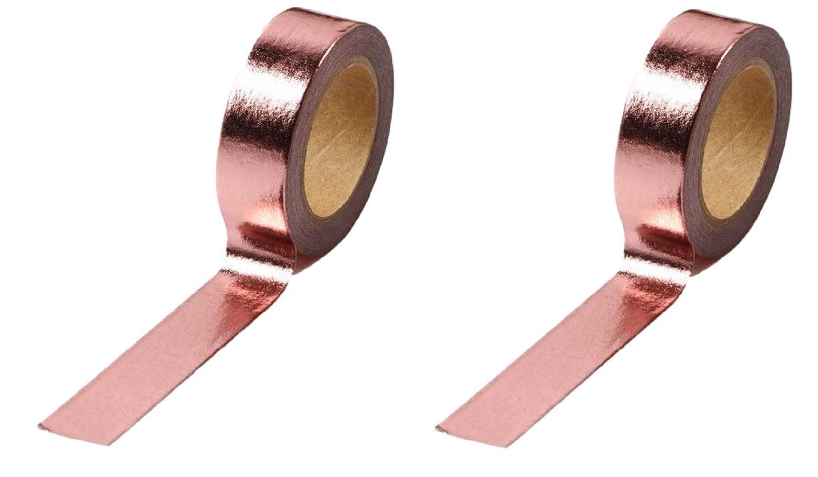 Syntego 2 Rolls Foil Washi Tape 5/8" x 393 inches 15mm x 10m Washi Tape Craft SuppliesTape Scrapbooking DIY Craft Decorative Foil Washi (Rose Gold)
