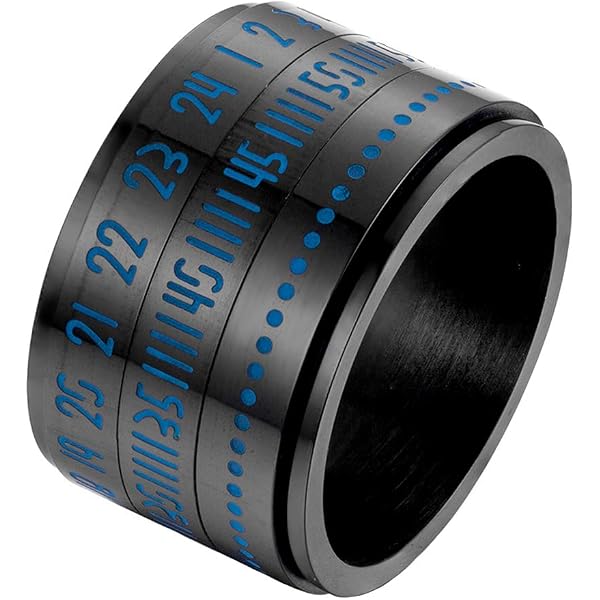 Bague Rotation Chiffres Arabes Noctilucente Pour Homme - Acier Inoxydable, Brillance Dans Le Noir - 7