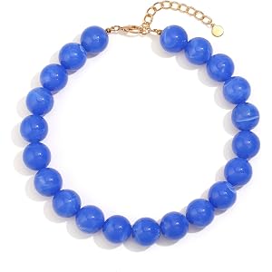 ACAUTO Chunky Necklaces for Women Trendy 20MM Large Resin Beaded Necklace Bold Statement Chunky Choker Necklace Boho Beads Su