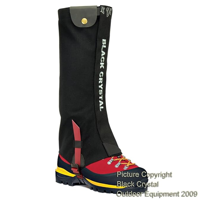 Black Crystal Ice Climbing Ski Snow Gaiters Waterproof Kevlar Nylon Men