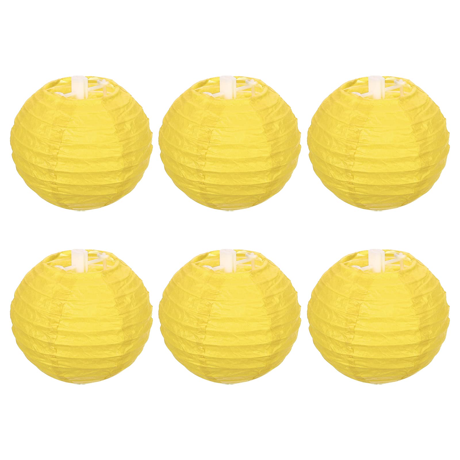 Photo 1 of PATIKIL 4 Inch Paper Lanterns, 6 Pack Round Folding Hanging Lamp Shade for Wedding Home Party Festival Celebration, Yellow