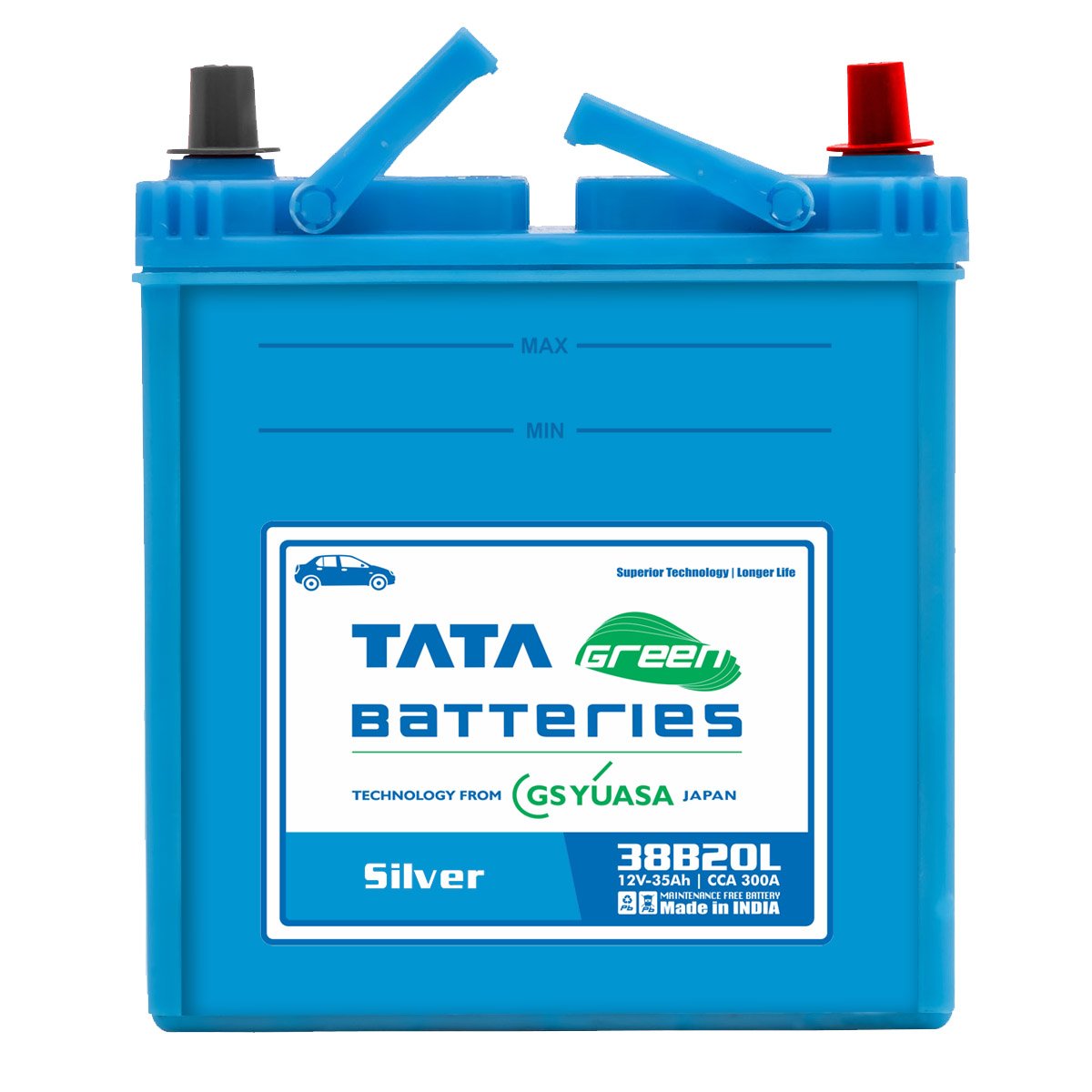 Tata Green Batteries 1419511262 Silver 38B20L 12V 35Ah Car Battery