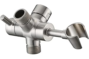 PDPBath 3 Way Shower Arm Diverter with Handheld Holder, G1/2 Universal Brass Shower Diverter Valve for Hand Shower Hose and Shower Extension Arm, Brushed Nickel