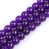 JOE FOREMAN 6mm Dark Purple Jade Round Natural Stone Beads for Jewelry Making Strand 15" Beaded Semi Precious Gemstone DIY Handmade Craft Supplies
