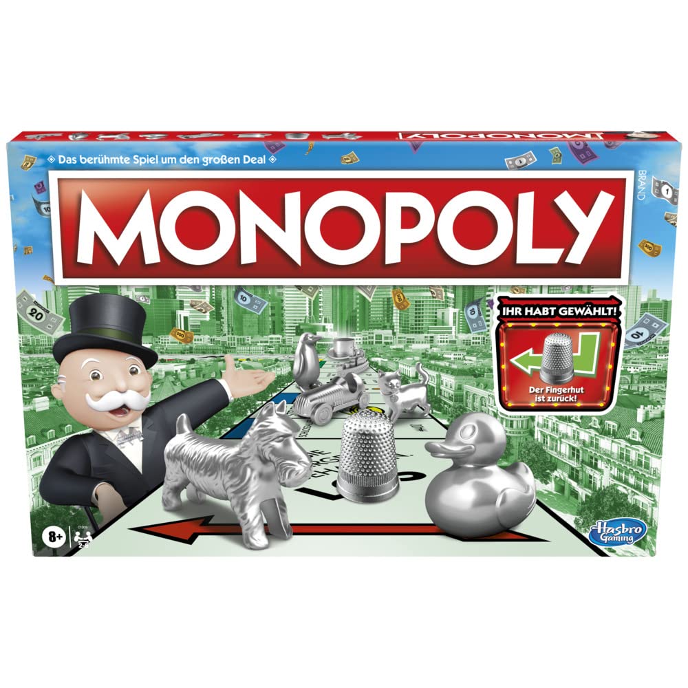 Monopoly Brettspiel, klassisches Familienspiel für Erwachsene und Kinder, 2 bis 6 Spieler, Strategiespiel geeignet ab 8 Jahren, originelle für die Familie