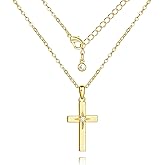 ENROSE Cross Necklace 14K Gold Cross Necklaces for Women with Cubic Zirconia Wearable Lucky Charm Gold Crosses Chain Pendant for Women