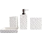 Hymmah Bathroom Accessories Set,Toothbrush Holder,Farmhouse Bathroom Decor,4 Pcs Resin Gift Set Apartment Necessities, Contain Toothbrush Cup,Soap Dispenser,Soap Dish,Tumbler