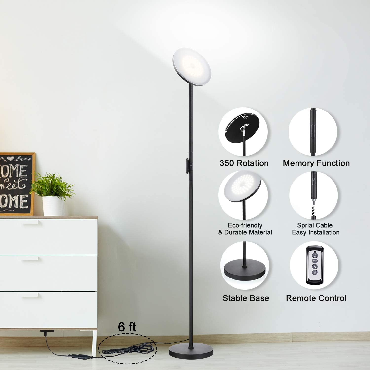 Mua JOOFO Floor Lamp,30W/2400LM Sky LED Modern Torchiere 3 Color ...