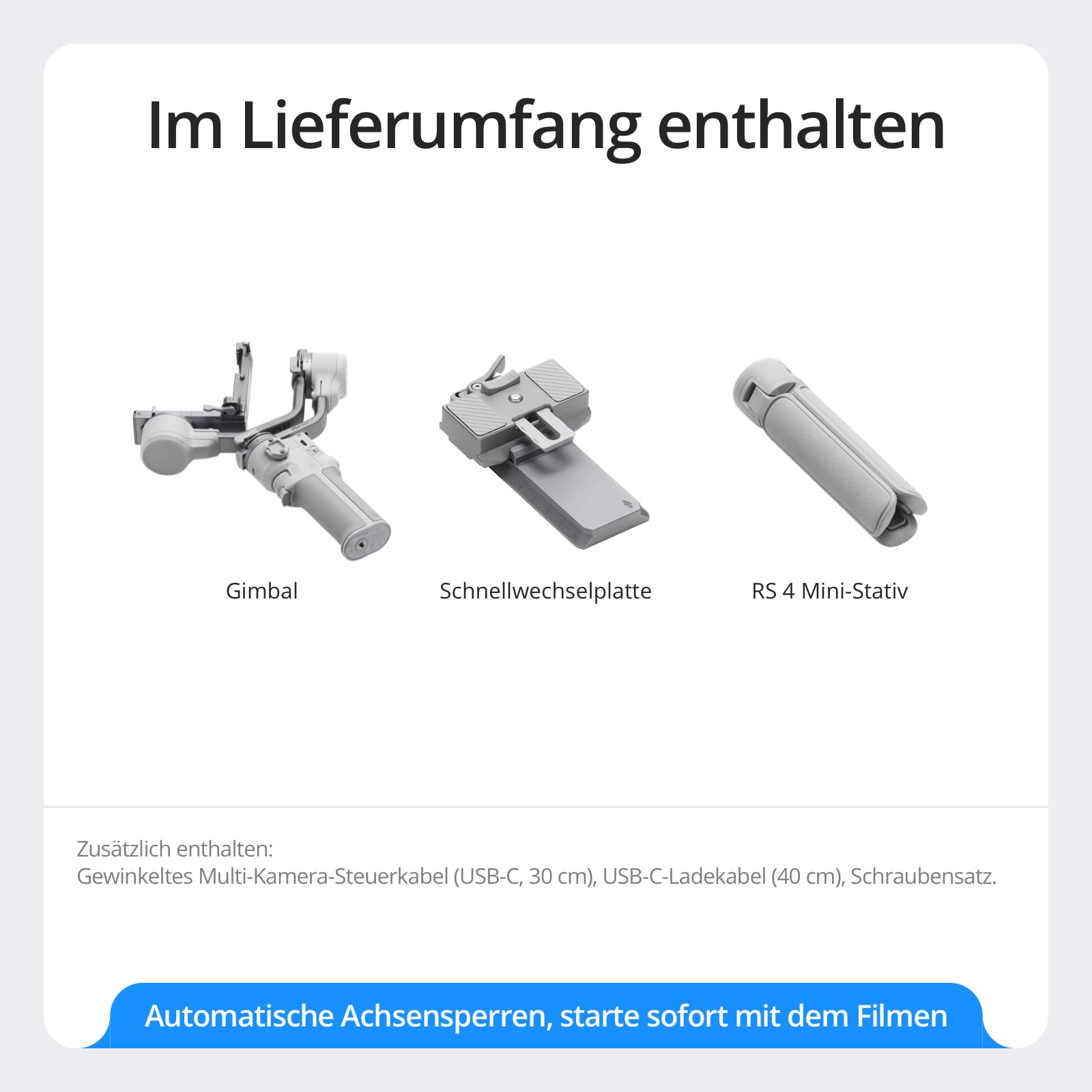 DJI RS 4 Mini, Gimbal-Stabilisator für Kamera Canon/Sony/Panasonic/Nikon/Fujifilm, Auto-Achsenverriegelungen, 2 kg/4,4 lbs Traglast, Intelligente Verfolgung, Kamera-Gimbal, Native vertikale Aufnahmen 6