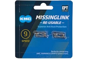 KMC Missing Link 9-Speed Silver Metal Chain Connector for MTB and Road Bikes, Single Strand, Re-usable, Suitable for KMC, Shimano, Campagnolo and SRAM chains