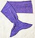 Purple Mermaid Tail Blanket Crochet for Adults, Knitted Mermaid Throw Blanket Living Room Warm Cozy Sleeping Bag for All Seasons, Handmade High Density Thick Mermaid Blanket 71