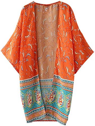 CutyKids Womens Summer Floral Print Chiffon Kimono Cardigan Cover Ups Beach L
