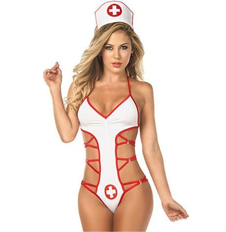 Befox Krankenschwester Weiß Halloween Cosplay Kostüm Dessous Strappy Uniform Versuchung Sexy Dessous Anzug