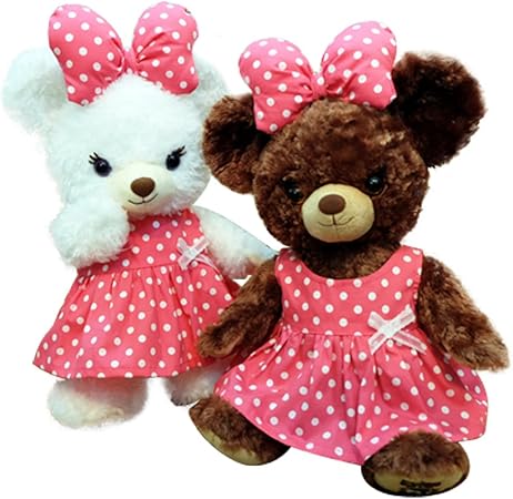 Amazon Cushu Cush ユニベア 服 コスチューム 濃いピンク水玉のノースリーブワンピース リボン Sサイズ用 ぬいぐるみ おもちゃ