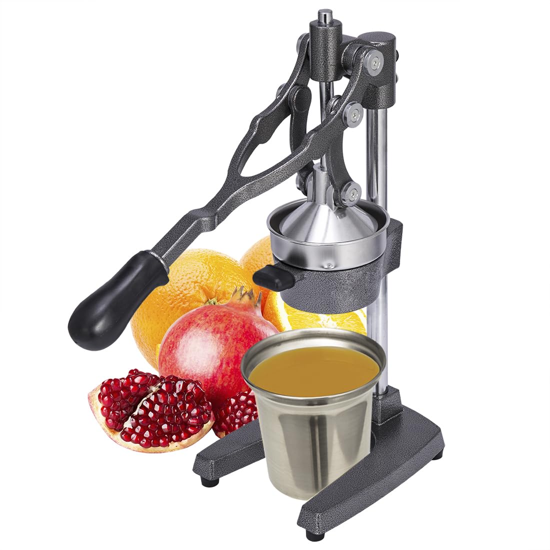 Photo 1 of Gowintech 19 Inch Height Extra Tall Commercial Heavy Duty Cast Iron Hand Press Manual Orange Citrus Lemon Lime Grapefruit Pomegranate Fruit Juice Squeezer Machine with Stainless Steel Cup Grey