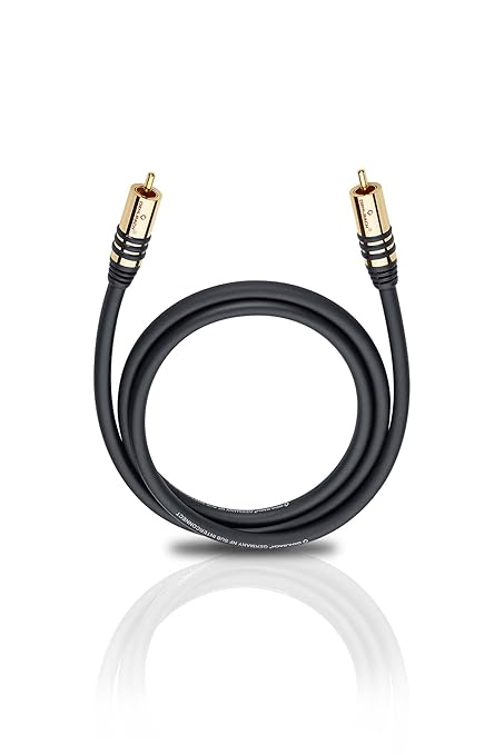 Oehlbach NF Sub, Cinch Subwoofer-Kabel, 1 Meter Audiokabel, OFC, rund, schwarz