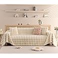 VM VOUGEMARKET Cream White Couch Cover 1-Piece Fluffy Faux Rabbit Fur Sofa Throw Cover Warm Soft Smooth Loveseat Cover,Fluffy Plush Bed Sofa Throw Blanket-71" x 118"