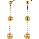 ONLYJUMP Silver Ball Dangle Drop Earrings for Women Minimalist Geometric Linear Long Thin Earrings Lightweight Tassel Chain Long Threader Drop Dangle Earring Mother's Day Jewelry Gifts