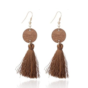 DZZBY Pendientes Pendientes Largos De Borla Pendientes De Bohemia, Joyas De Mujer, Negro