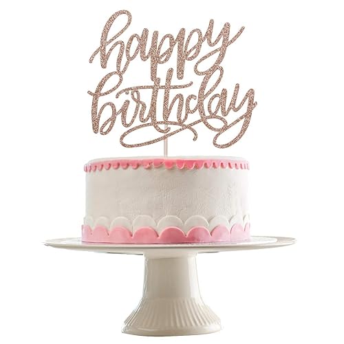 Happy Birthday Cake Topper Rose Gold Glitter Happy Birthday Party Cake