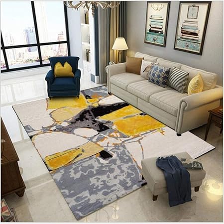 Rugs Living Room Large 160x230cm Yellow Modern Abstract Bedroom Carpets  Kitchen Rugs Non Slip Washable Floor Mat