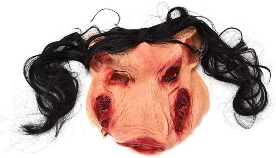 Qchomee Halloween Horror Mask Cosplay Scary Bleeding Face Mask with Hair Festival Fancy Dress Prank Trick Awful Adults Cosplay Costume Props Toys Novelty Latex Full Head Witch Mask Headwear - Image 4