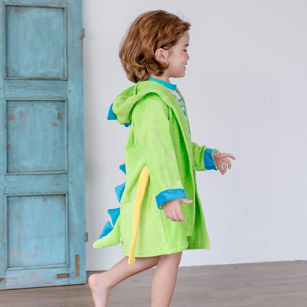 Boy's Bathrobes Girl's Sleepwear Hooded Beach Towels Towelling Dressing Gown 6-8 Years, Green - Image 3