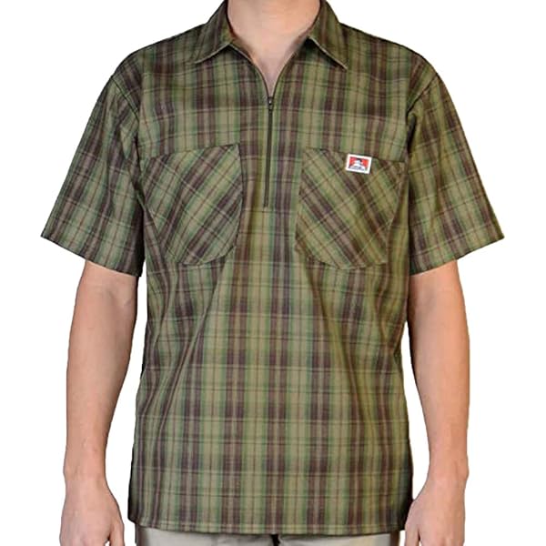 Amazon.com: Ben Davis Short Sleeve 1/2 Zip Shirt Brown XX