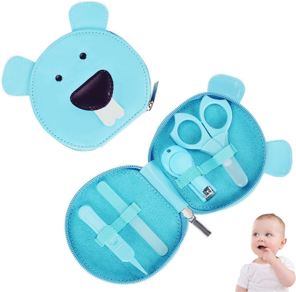 Amazon Co Jp ベビーネイルセット 新生児ネイルセットベビーマニキュアセット はさみと鎌と鼻 4個 青 ホーム キッチン