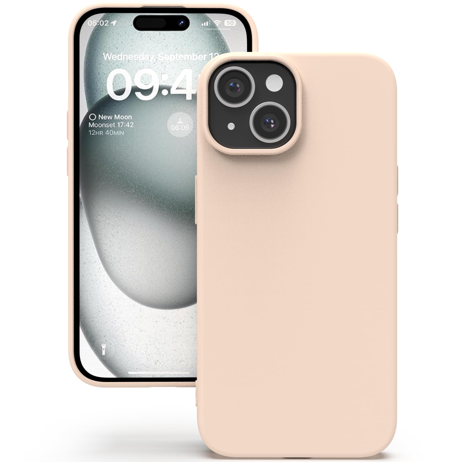 YATWIN Silicone Case for iPhone 15, Soft-Touch, Shockproof, DustProof, Antiskid Full Body Armour Phone Cover for Apple iPhone 15 - Light Pink