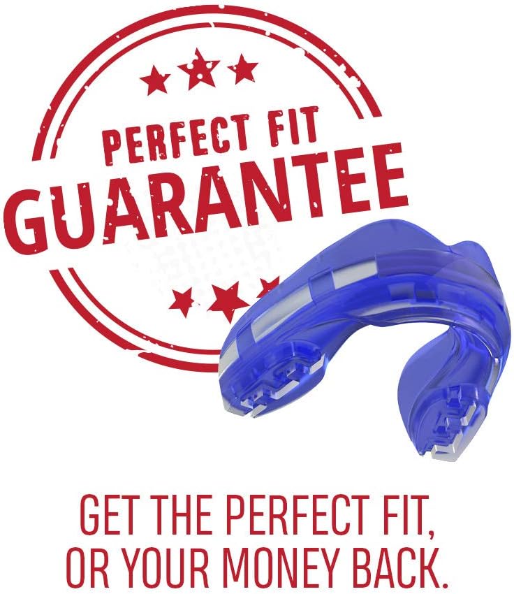 SAFEJAWZ Mouthguard for Braces, One Size Re-Mouldable Mouth Guard with Case for Boxing, Basketball, Football, MMA, Lacrosse, Hockey and All Contact Sports (Ice Blue) : Sports & Outdoors