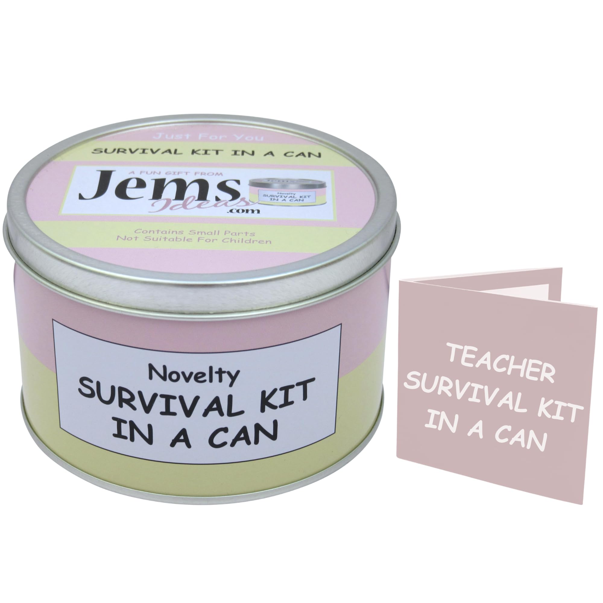 Teacher Survival Kit In A Can Fun & Unique Novelty Gift Set. Thank you Teacher Appreciation Gifts. Birthday - Christmas - End of Year/Term (Pink/Cream)