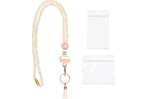 Nfvjfxz Boho Teacher Lanyard with ID Holder Wood Beaded Lanyard Breakaway Keychain Cute for Women Keys ID Badges School Nurse