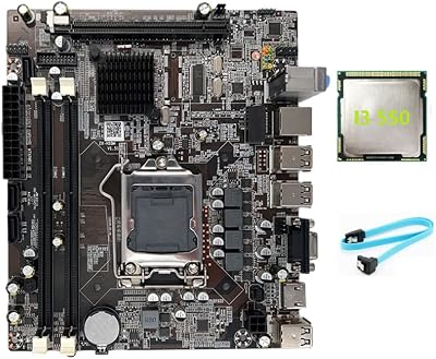 Wresetly LGA1156 H55 Motherboard DDR3 I3 550 CPU SATA Cable Included