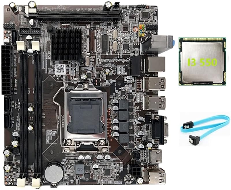 Wresetly LGA1156 H55 Motherboard DDR3 I3 550 CPU SATA Cable Included