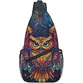 Crossbody Bag Psychedelic Owl Sling Bag Backpack Chest Bags Shoulder Bag for Women Men