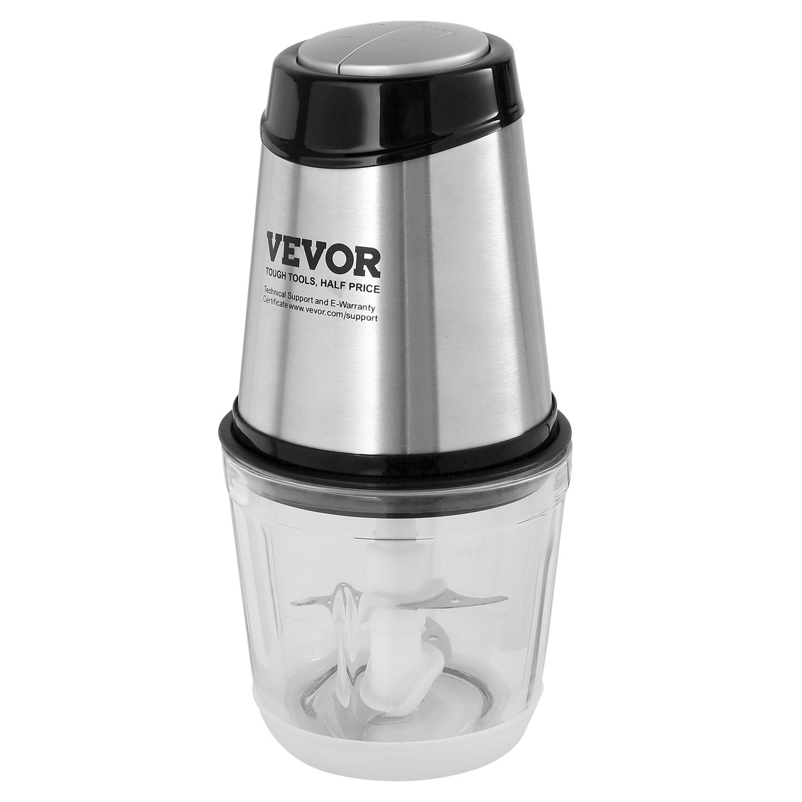 VEVOR Food Processor, Mini Electric Chopper 400W, 2 Speeds Electric Meat Grinder, Stainless Steel Meat Blender, for Baby Food, Meat, Onion, Vegetables, 2.5 Cup