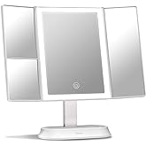 Fancii Makeup Mirror with Natural LED Lights, Lighted Trifold Vanity Mirror with 5X & 7X Magnifications - Dimmable Lights, To