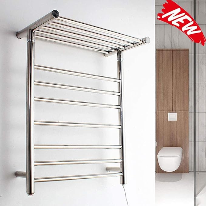 LWGHE Heated Towel Rail Towel Warmer, Electric Heated Drying Racks with Rack, WallMounted