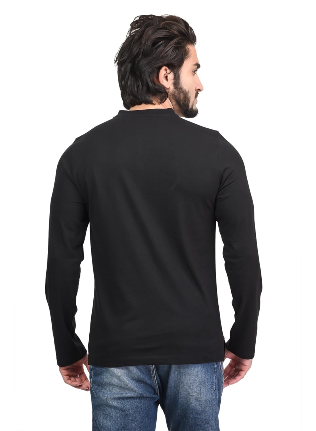 kalt men's cotton blend plain half sleeves henley neck t-shirt