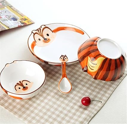 Amazon Pancy 子供用 食器セット 磁器 皿 小鉢 茶碗 スプーン 4点セット かわいい 動物柄 和風 プレゼント 一人暮らし リス Pancy 子ども用食器セット 通販