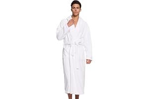 PJGGZ Men's Shawl Collar Bathrobe, Soft Long Towel Robe for Men - Super Absorbent Quick Dry yet Warm