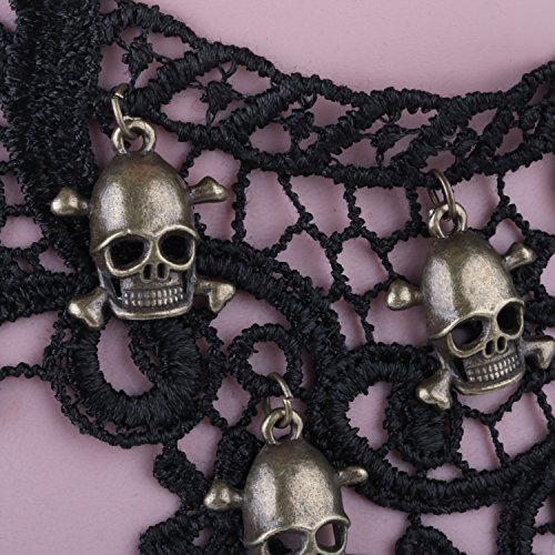 Aniwon Lace Choker Necklace, Punk Halloween Party Black Lace Choker Gothic Skeleton Pendant Choker Necklace for Women… - Thumbnail 4