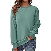 GKBK Womens Long Sleeve Sweatshirt Casual Crew Neck T Shirt Cute Pullover Tops Lightweight Loose Fit Sweater 2025 Fall Outfit