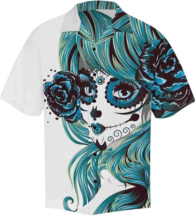 dia de los muertos button up shirt