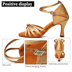 DKZSYIM Women's Satin Latin Dance Shoes