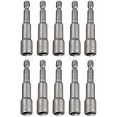 Fixinus 10 Pieces Impact Driver Bit 7mm, Magnetic 1/4" Hex Shank Quick-Change Nut Setter Drill Bit Metric Socket, 65mm Length